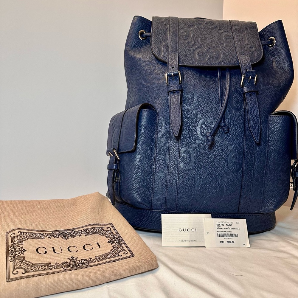 Gucci Navy Embossed Men's Backpack